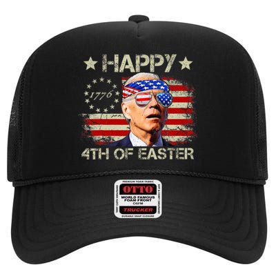 Funny Joe Biden 4th Of July Happy 4th Of Easter Us Flag High Crown Mesh Back Trucker Hat