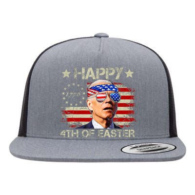 Funny Joe Biden 4th Of July Happy 4th Of Easter Us Flag Flat Bill Trucker Hat