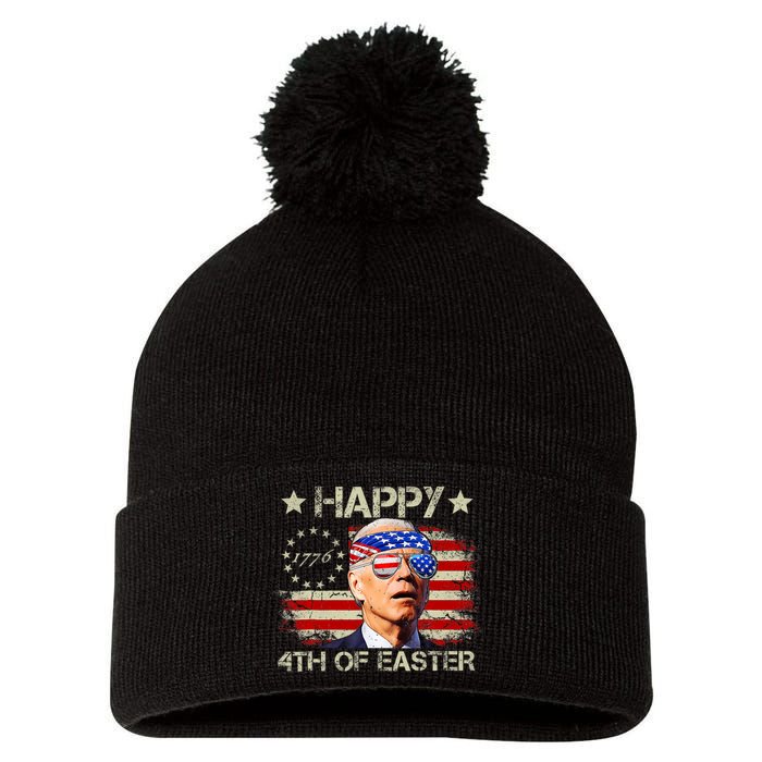 Funny Joe Biden 4th Of July Happy 4th Of Easter Us Flag Pom Pom 12in Knit Beanie