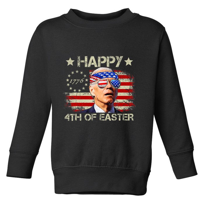 Funny Joe Biden 4th Of July Happy 4th Of Easter Us Flag Toddler Sweatshirt