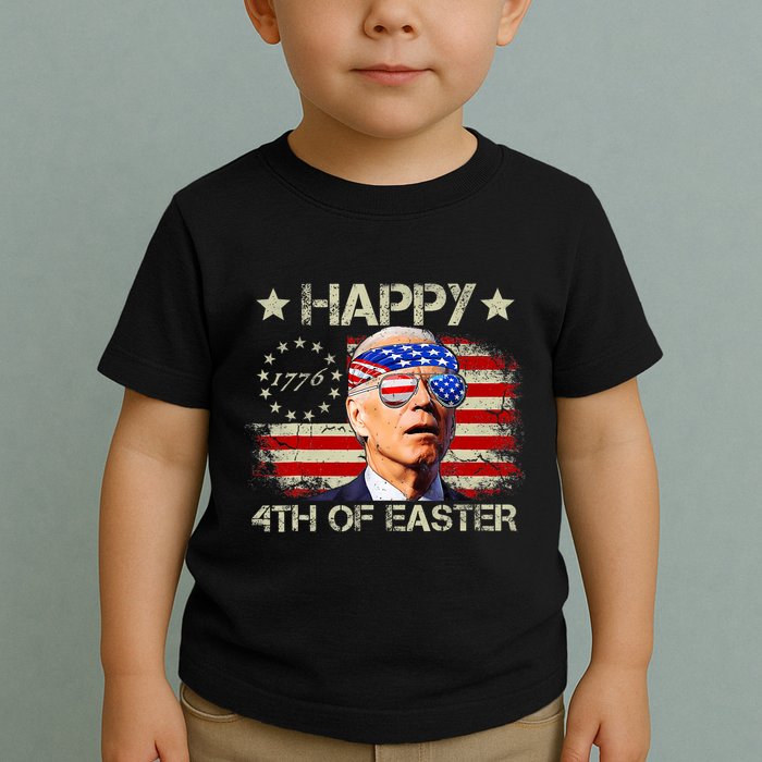 Funny Joe Biden 4th Of July Happy 4th Of Easter Us Flag Toddler T-Shirt
