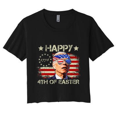Funny Joe Biden 4th Of July Happy 4th Of Easter Us Flag Crop Top