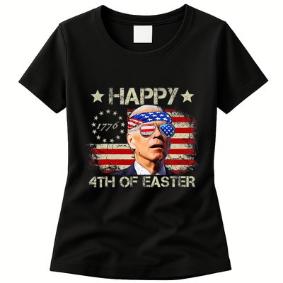 Funny Joe Biden 4th Of July Happy 4th Of Easter Us Flag Womens T-Shirt