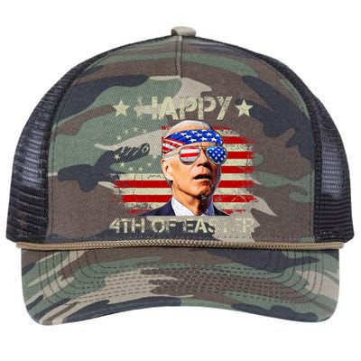 Funny Joe Biden 4th Of July Happy 4th Of Easter Us Flag Retro Rope Trucker Hat Cap