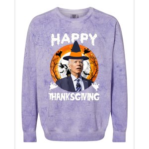 Funny Joe Biden Happy Thanksgiving Confused Happy Halloween Colorblast Crewneck Sweatshirt