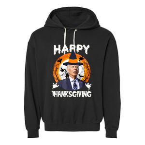 Funny Joe Biden Happy Thanksgiving Confused Happy Halloween Garment-Dyed Fleece Hoodie