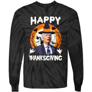 Funny Joe Biden Happy Thanksgiving Confused Happy Halloween Tie-Dye Long Sleeve Shirt