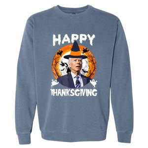 Funny Joe Biden Happy Thanksgiving Confused Happy Halloween Garment-Dyed Sweatshirt