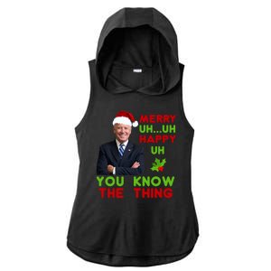 Funny Joe Biden Christmas Ladies PosiCharge Tri-Blend Wicking Draft Hoodie Tank