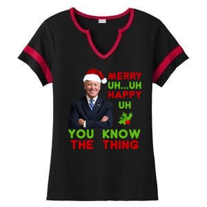 Funny Joe Biden Christmas Ladies Halftime Notch Neck Tee