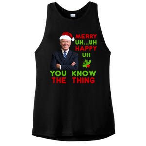 Funny Joe Biden Christmas Ladies PosiCharge Tri-Blend Wicking Tank