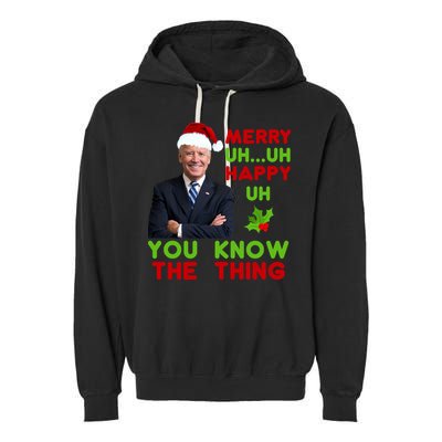 Funny Joe Biden Christmas Garment-Dyed Fleece Hoodie