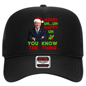 Funny Joe Biden Christmas High Crown Mesh Back Trucker Hat