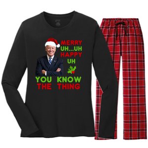 Funny Joe Biden Christmas Women's Long Sleeve Flannel Pajama Set 