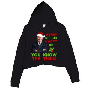 Funny Joe Biden Christmas Crop Fleece Hoodie