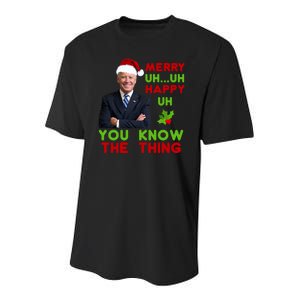 Funny Joe Biden Christmas Youth Performance Sprint T-Shirt