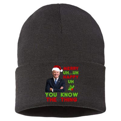 Funny Joe Biden Christmas Sustainable Knit Beanie