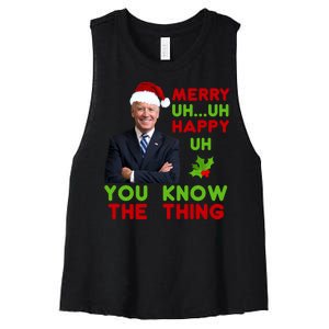 Funny Joe Biden Christmas Women's Racerback Cropped Tank