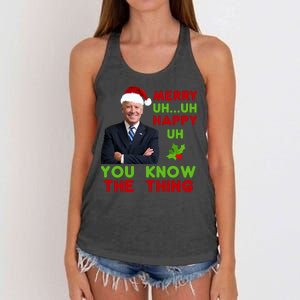 Funny Joe Biden Christmas Women's Knotted Racerback Tank