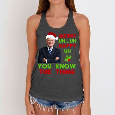 Funny Joe Biden Christmas Women's Knotted Racerback Tank