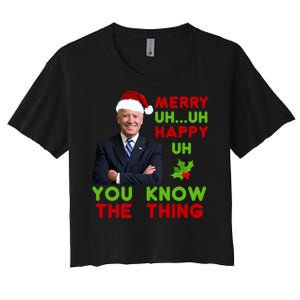 Funny Joe Biden Christmas Women's Crop Top Tee