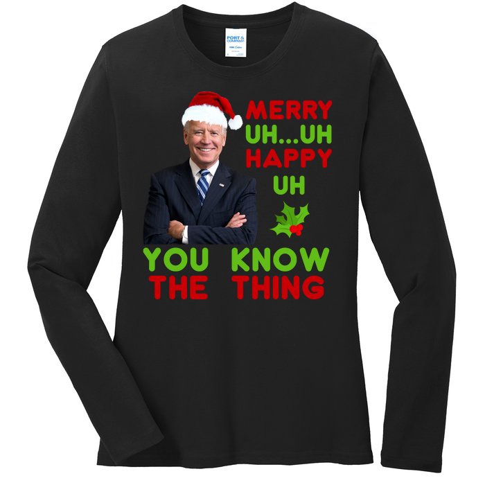 Funny Joe Biden Christmas Ladies Long Sleeve Shirt