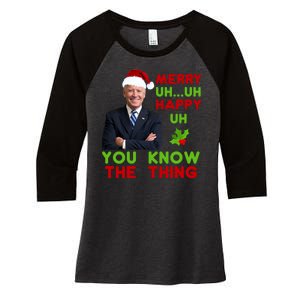 Funny Joe Biden Christmas Women's Tri-Blend 3/4-Sleeve Raglan Shirt