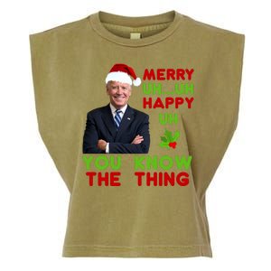 Funny Joe Biden Christmas Garment-Dyed Women's Muscle Tee