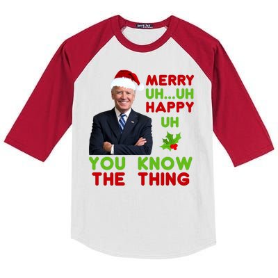 Funny Joe Biden Christmas Kids Colorblock Raglan Jersey