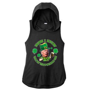 Funny Joe Biden Confused Saint Patricks Day Irish I Knew Ladies PosiCharge Tri-Blend Wicking Draft Hoodie Tank