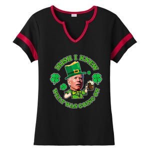 Funny Joe Biden Confused Saint Patricks Day Irish I Knew Ladies Halftime Notch Neck Tee