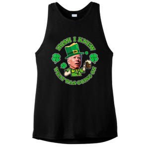 Funny Joe Biden Confused Saint Patricks Day Irish I Knew Ladies PosiCharge Tri-Blend Wicking Tank