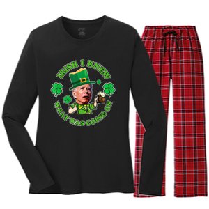 Funny Joe Biden Confused Saint Patricks Day Irish I Knew Women's Long Sleeve Flannel Pajama Set 