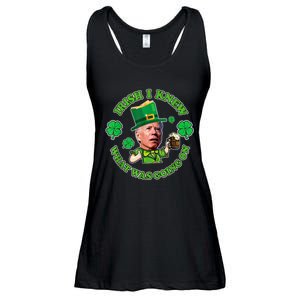 Funny Joe Biden Confused Saint Patricks Day Irish I Knew Ladies Essential Flowy Tank