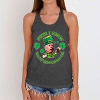 Funny Joe Biden Confused Saint Patricks Day Irish I Knew Women's Knotted Racerback Tank