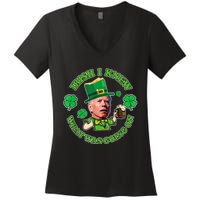 Funny Joe Biden Confused Saint Patricks Day Irish I Knew Women's V-Neck T-Shirt