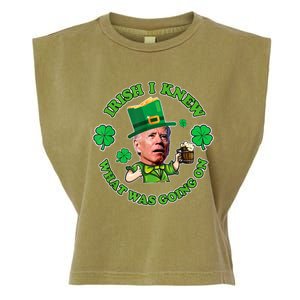 Funny Joe Biden Confused Saint Patricks Day Irish I Knew Garment-Dyed Women's Muscle Tee