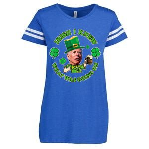 Funny Joe Biden Confused Saint Patricks Day Irish I Knew Enza Ladies Jersey Football T-Shirt