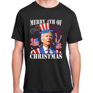 Funny Joe Biden Merry 4th Of Christmas 4th Of July Firework Adult ChromaSoft Performance T-Shirt