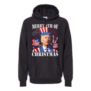 Funny Joe Biden Merry 4th Of Christmas 4th Of July Firework Premium Hoodie