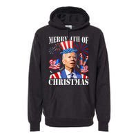 Funny Joe Biden Merry 4th Of Christmas 4th Of July Firework Premium Hoodie