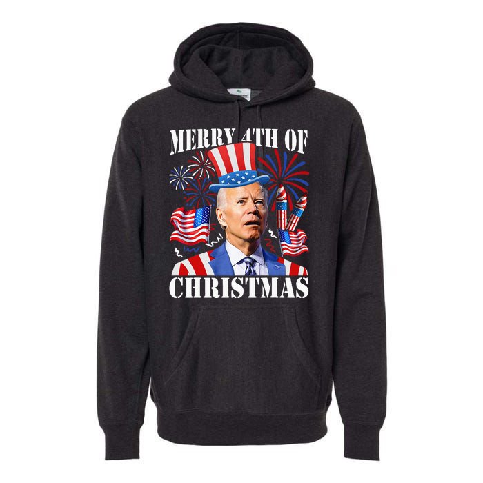 Funny Joe Biden Merry 4th Of Christmas 4th Of July Firework Premium Hoodie