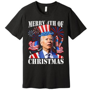 Funny Joe Biden Merry 4th Of Christmas 4th Of July Firework Premium T-Shirt