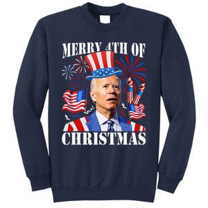 Funny Joe Biden Merry 4th Of Christmas 4th Of July Firework Sweatshirt