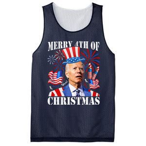 Funny Joe Biden Merry 4th Of Christmas 4th Of July Firework Mesh Reversible Basketball Jersey Tank