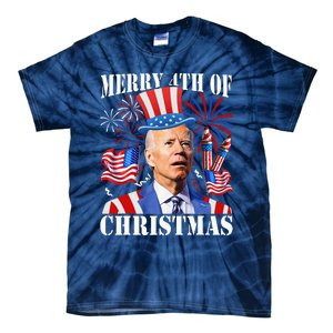 Funny Joe Biden Merry 4th Of Christmas 4th Of July Firework Tie-Dye T-Shirt