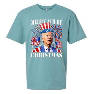 Funny Joe Biden Merry 4th Of Christmas 4th Of July Firework Sueded Cloud Jersey T-Shirt