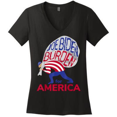 Funny Joe Biden Burden Vote Trump 2024 Pro Election Choice Women's V-Neck T-Shirt