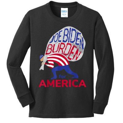 Funny Joe Biden Burden Vote Trump 2024 Pro Election Choice Kids Long Sleeve Shirt