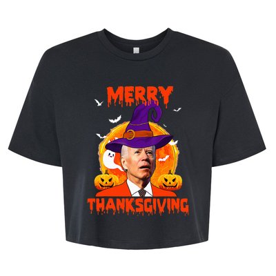 Funny Joe Biden Merry Thanksgiving Confused Happy Halloween Bella+Canvas Jersey Crop Tee